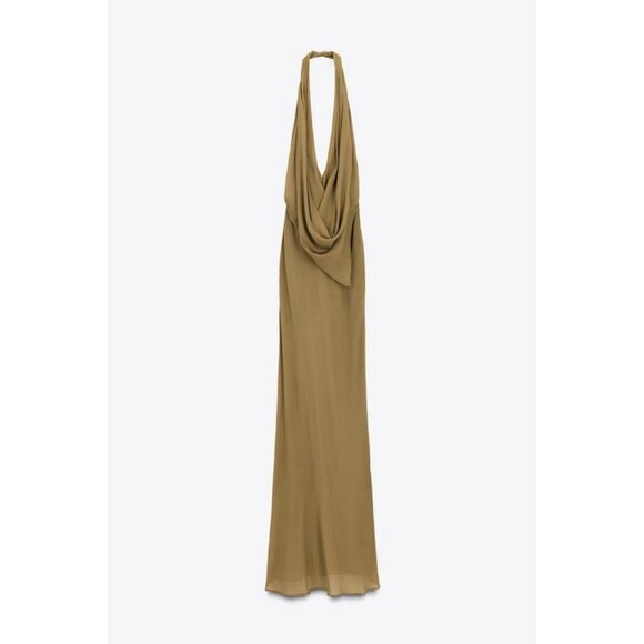 ZARA LIMITED EDITION DRAPED HALTERNECK MAXI DRESS - Picture 1 of 6